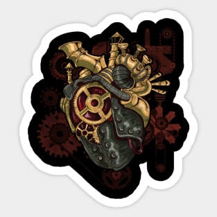 Steampunk Heart Robot Cosplay Scifi Mechanical Gears Anatomy Sticker